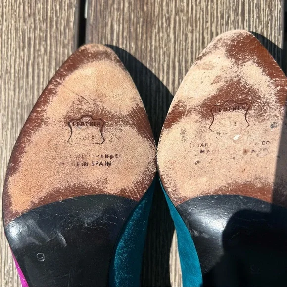 Stuart Weitzman Vintage Gem Multicolor Suede      3 1/2” Heels Size 9 - Picture 7 of 12